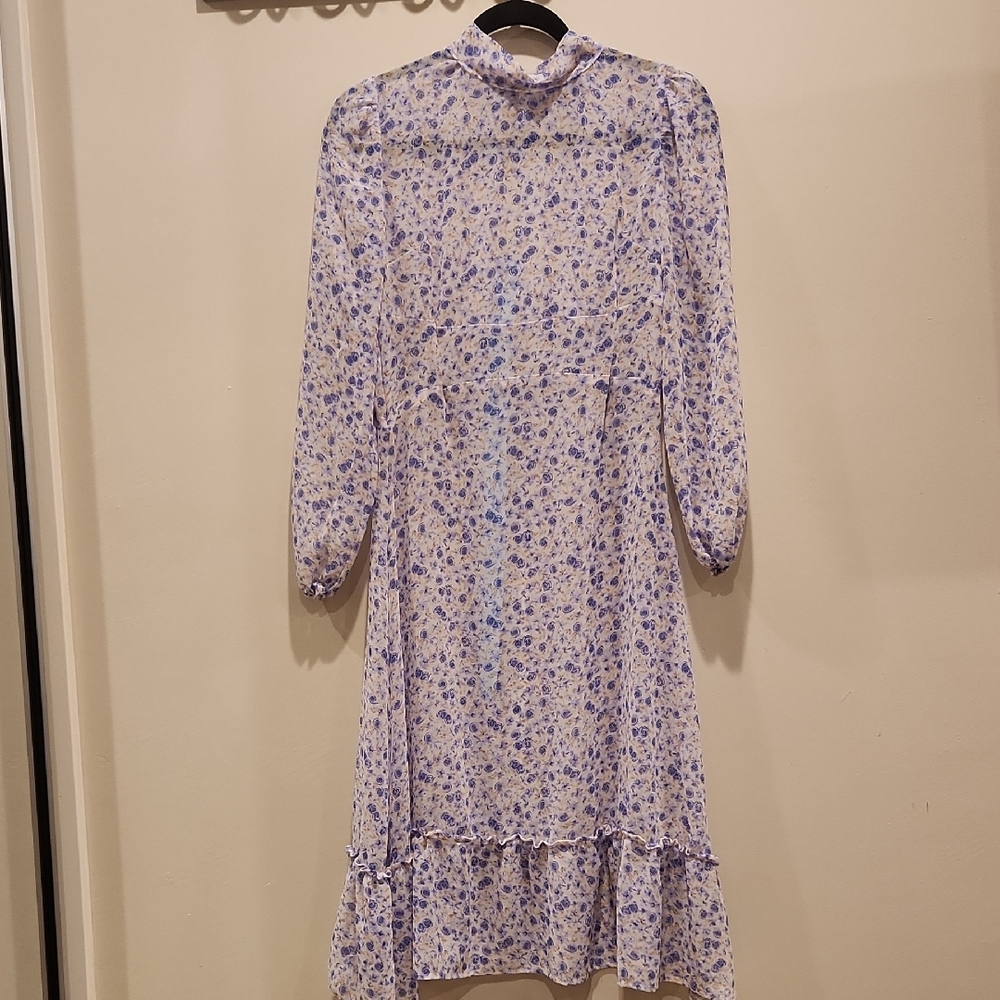 Purple and White Mock Neck Tiered Sundress